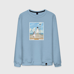 Свитшот хлопковый мужской Химэ и Какуси у моря - Скрытые вещи, цвет: мягкое небо