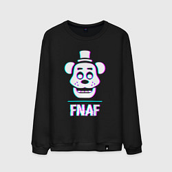 Свитшот хлопковый мужской FNAF в стиле glitch и баги графики, цвет: черный