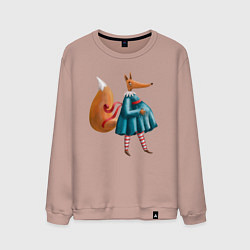 Свитшот хлопковый мужской Беременная лисица, цвет: пыльно-розовый