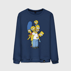 Свитшот хлопковый мужской Прикольная семейка Симпсонов, цвет: тёмно-синий