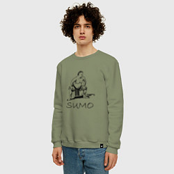 Свитшот хлопковый мужской Сумо минимализм, цвет: авокадо — фото 2