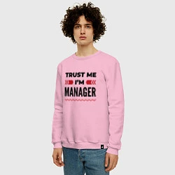 Свитшот хлопковый мужской Trust me - Im manager, цвет: светло-розовый — фото 2