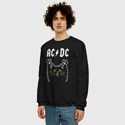 Свитшот хлопковый мужской AC DC rock cat, цвет: черный — фото 2