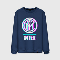 Свитшот хлопковый мужской Inter FC в стиле glitch, цвет: тёмно-синий