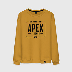 Свитшот хлопковый мужской Apex Legends gaming champion: рамка с лого и джойс, цвет: горчичный