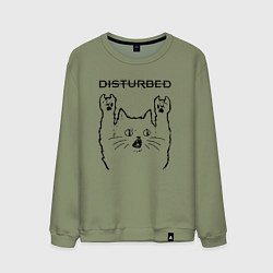 Свитшот хлопковый мужской Disturbed - rock cat, цвет: авокадо