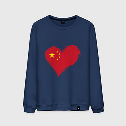 Свитшот хлопковый мужской Сердце - Китай, цвет: тёмно-синий
