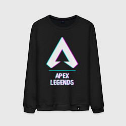 Свитшот хлопковый мужской Apex Legends в стиле glitch и баги графики, цвет: черный