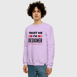 Свитшот хлопковый мужской Trust me - Im designer, цвет: лаванда — фото 2