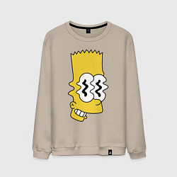 Свитшот хлопковый мужской Bart Simpson - glitch, цвет: миндальный