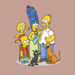 Свитшот хлопковый мужской Семейка Симпсонов встречает Новый Год!, цвет: пыльно-розовый — фото 2