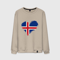 Свитшот хлопковый мужской Сердце - Исландия, цвет: миндальный