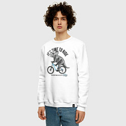 Свитшот хлопковый мужской Путешествие на велосипеде, цвет: белый — фото 2