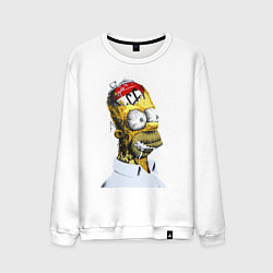 Свитшот хлопковый мужской Гомер Симпсон с банкой пива в мыслях, цвет: белый