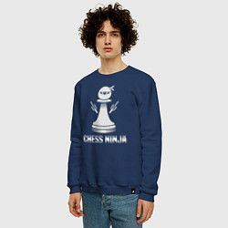 Свитшот хлопковый мужской Шахматный ниндзя, цвет: тёмно-синий — фото 2