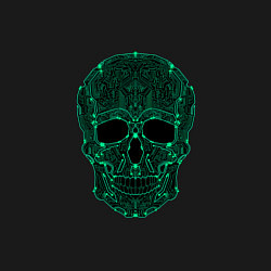 Свитшот хлопковый мужской Skull in a microprocessor, цвет: черный — фото 2