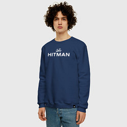 Свитшот хлопковый мужской Hitman - лого, цвет: тёмно-синий — фото 2