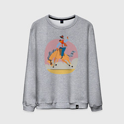 Свитшот хлопковый мужской Наездник на лошадке - Родео, цвет: меланж