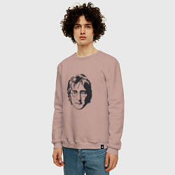 Свитшот хлопковый мужской Битлз - Джон Леннон, цвет: пыльно-розовый — фото 2