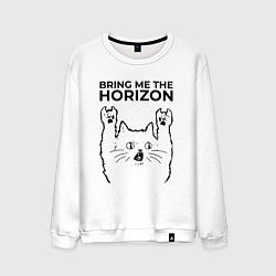 Свитшот хлопковый мужской Bring Me the Horizon - rock cat, цвет: белый