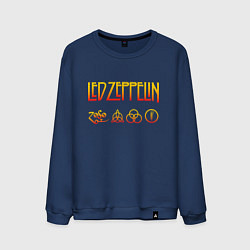 Свитшот хлопковый мужской Led Zeppelin - logotype, цвет: тёмно-синий