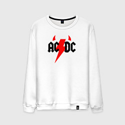 Свитшот хлопковый мужской AC DC - рога, цвет: белый
