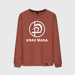 Свитшот хлопковый мужской Krav maga hand-to-hand combat emblem, цвет: кирпичный