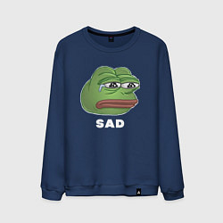 Свитшот хлопковый мужской Sad Pepe art, цвет: тёмно-синий