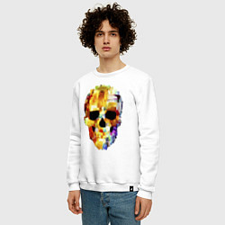 Свитшот хлопковый мужской Color skull - sketch, цвет: белый — фото 2