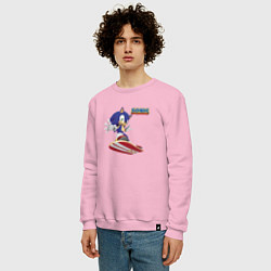 Свитшот хлопковый мужской Sonic - hedgehog - skateboarding, цвет: светло-розовый — фото 2