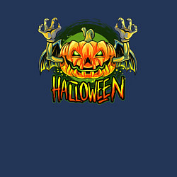 Свитшот хлопковый мужской Кислотная тыква Halloween, цвет: тёмно-синий — фото 2