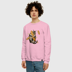 Свитшот хлопковый мужской Котик и батон, цвет: светло-розовый — фото 2