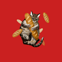 Свитшот хлопковый мужской Котик и батон, цвет: красный — фото 2