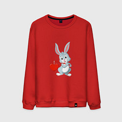 Свитшот хлопковый мужской Влюблённый кролик, цвет: красный