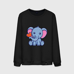 Свитшот хлопковый мужской Love Elephant, цвет: черный