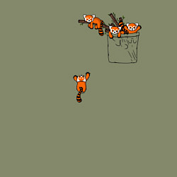 Свитшот хлопковый мужской Красные панды в кармане, цвет: авокадо — фото 2