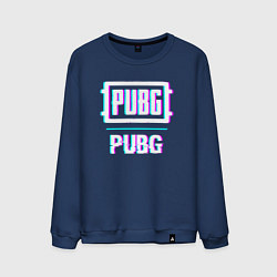 Свитшот хлопковый мужской PUBG в стиле glitch и баги графики, цвет: тёмно-синий