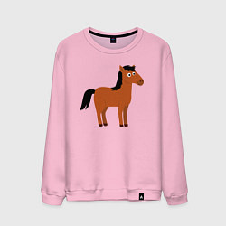 Свитшот хлопковый мужской Забавная лошадь, цвет: светло-розовый