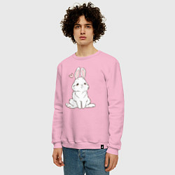 Свитшот хлопковый мужской Милый кролик-символ года, цвет: светло-розовый — фото 2