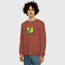 Свитшот хлопковый мужской Влюбленные авокадо Милые авокадики, цвет: кирпичный — фото 2