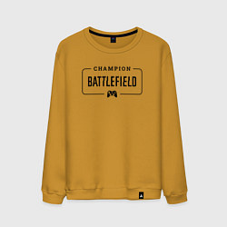 Свитшот хлопковый мужской Battlefield gaming champion: рамка с лого и джойст, цвет: горчичный