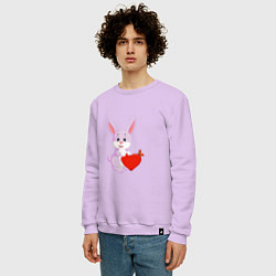 Свитшот хлопковый мужской Кролик с сердцем, цвет: лаванда — фото 2