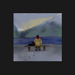 Свитшот хлопковый мужской Арт Вид на маяк, цвет: черный — фото 2