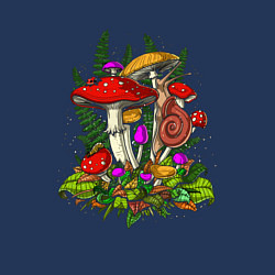 Свитшот хлопковый мужской Мухоморы и улитка - инди кид, цвет: тёмно-синий — фото 2