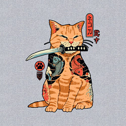 Свитшот хлопковый мужской Японский Кот Якудза, цвет: меланж — фото 2