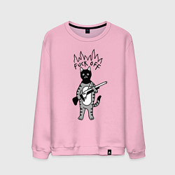 Свитшот хлопковый мужской Кот бандит с ружьём, цвет: светло-розовый