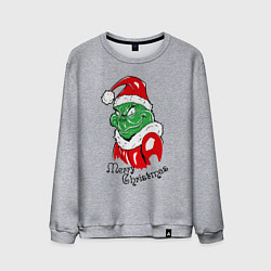 Свитшот хлопковый мужской Santa Claus Grinch - merry Christmas, цвет: меланж