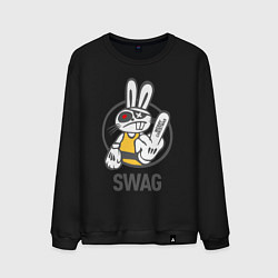 Свитшот хлопковый мужской SWAG Bad rabbit - Merry Christmas!, цвет: черный