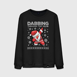 Свитшот хлопковый мужской Through the snow Santa dabbing, цвет: черный