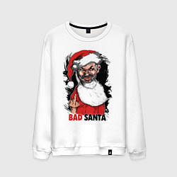 Свитшот хлопковый мужской Bad Santa, fuck you, цвет: белый